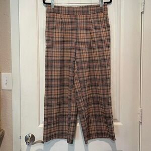 Jules and Leopold Wide Leg Dress Pants‎ Brown Plaid Womens Size Small